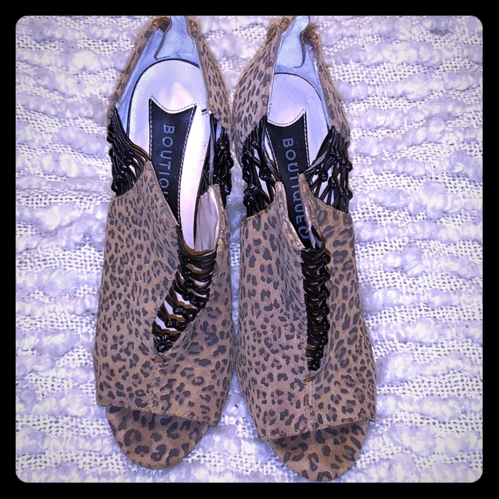 Boutique 9 leopard print peep toe heels